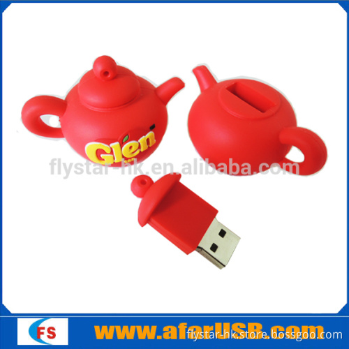 Customized design OEM cartoon character USB disk drives memory stick teapot